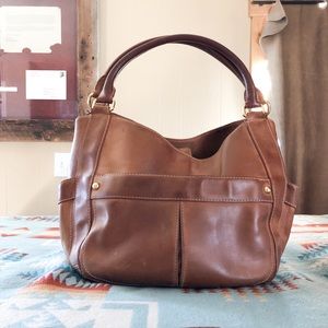 J Crew Leather Tote, Light Brown, Tan